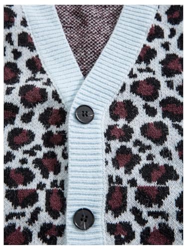 Men's Leopard Print Sweater Vest V Neck Button Down Sleeveless Knitted Cheetah Vest4