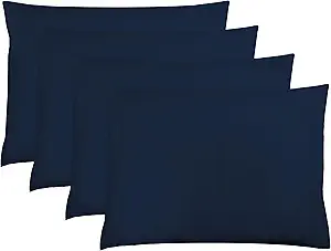 ZPECC Navy Pillow Cases King Size Set of 4, 20x36 Envelope Closure Pillowcases, Soft Plain Brushed Microfiber Covers Hypoallergenic Breathable