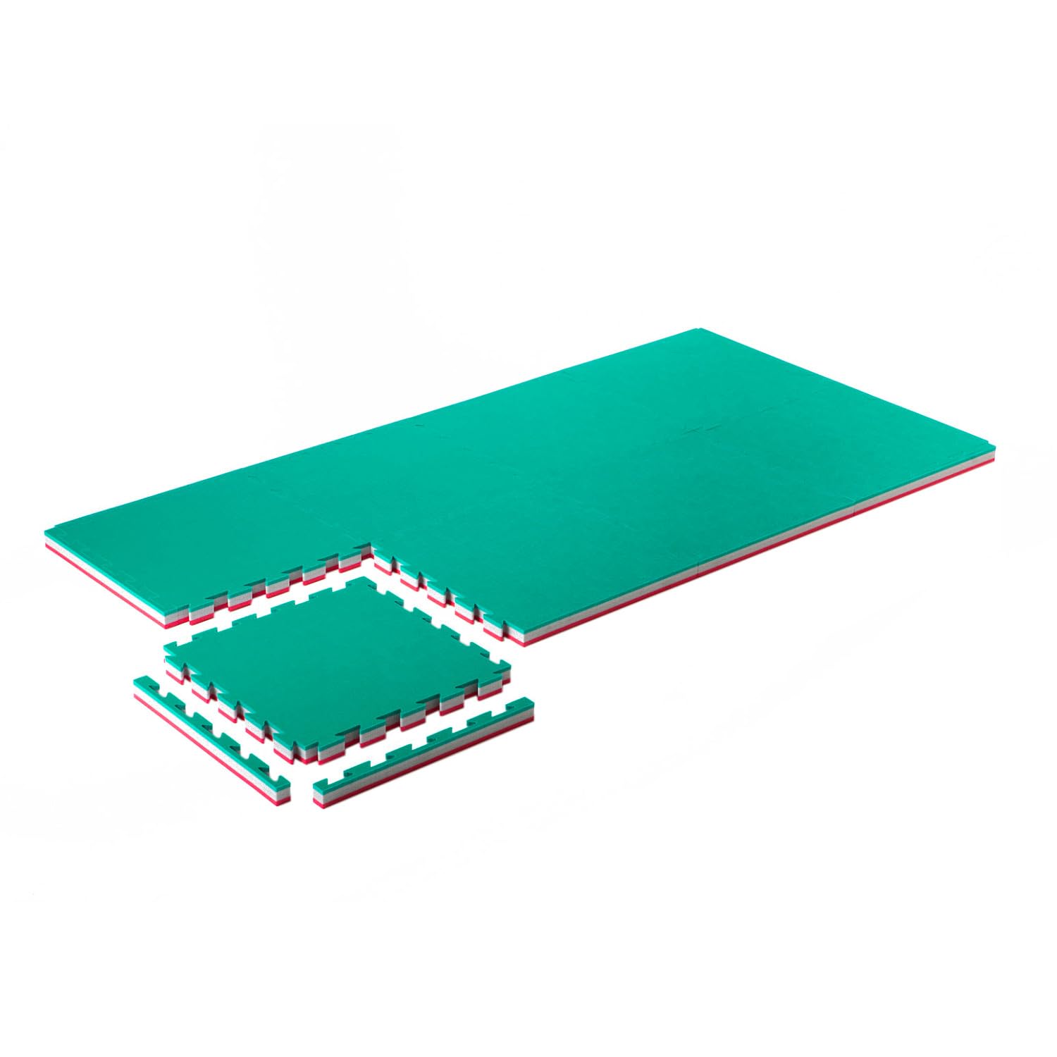 Judomatten-Set Tatami Small | Beidseitig verwendbar, individuell anpassbar | 5 kg | Grün-Rot | 4 cm | Abwaschbar | Spezialschaumstoff | 206x106 cm | Für Training