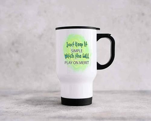 Miniatura 4 de Funny Gift Cricket Fan's Gift, Ideal Present for Grandparents - Merit-based Attitude, Keep It Simple and Just Watch the Ball on Large 14 Oz White