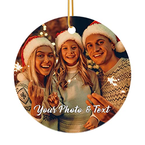Bemaystar Personalized Christmas Ornaments with Photo Text - Custom Ornaments for Christmas Tree, Photo Ornament, Xmas Tree Decor, Personalized Xmas Gifts for Mom, Dad, Kids, Pets, Friends, Lovers