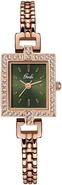 FANMIS Reloj de pulsera cuadrado de aleación vintage con diamantes pequeños y dorados, diseño moderno y minimalista, impermeable, de lujo, para mujer