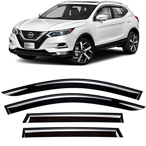 CLIM ART Lot de 4 deflecteur Voiture pour/Compatible avec Nissan Qashqai 2013-2021 deflecteur d air, déflecteurs pour Auto, aériens Cover