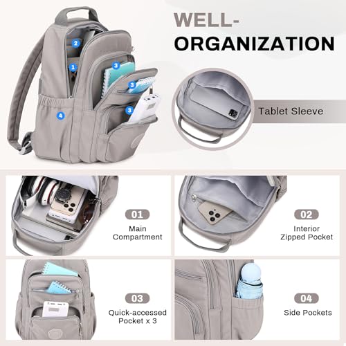 Image of Sisipoet Small Backpack for Women, 2PCS Mini Backpack for Ladies Bookbag Purse for Women with Mini Wallet and Luggage Strap, Gray