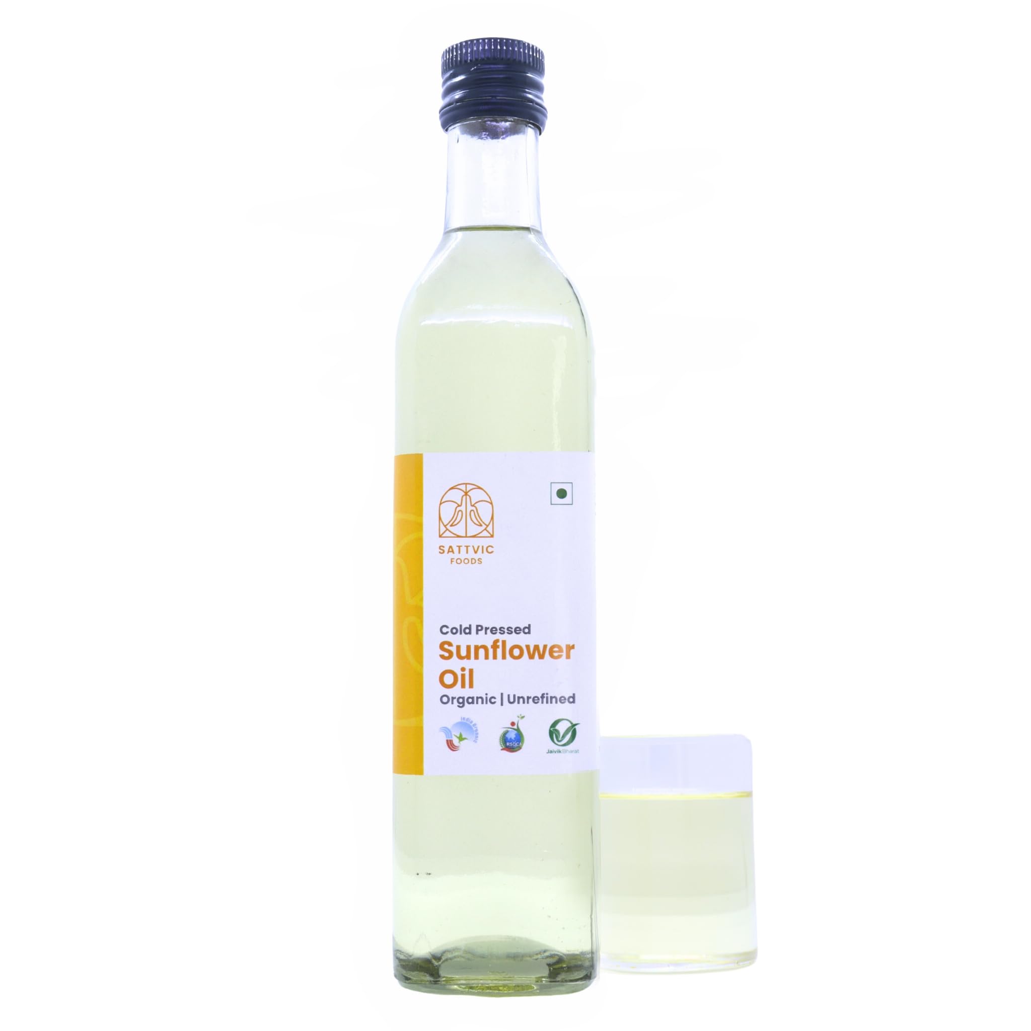 Sattvic Foods Sunflower Oil (500 ml) | Certified Organic, Cold Pressed & Unrefined | Rich in Omega-6, High in Antioxidants, Cholesterol-Free, Sodium-Free | Use to Fry, Bake, Roast and More (B0D3LM7TY3) Amazon Price History, Amazon Price Tracker