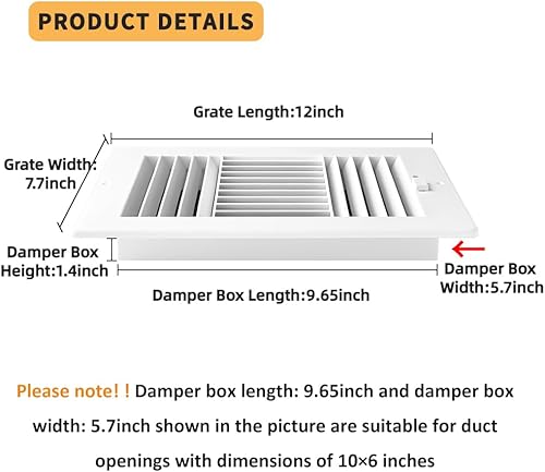 Miniatura 2 de FanGoFast - Paquete de 2 cubiertas de ventilación de aire, rejilla de techo, rejilla de ventilación de pared lateral de plástico de 3 vías, con