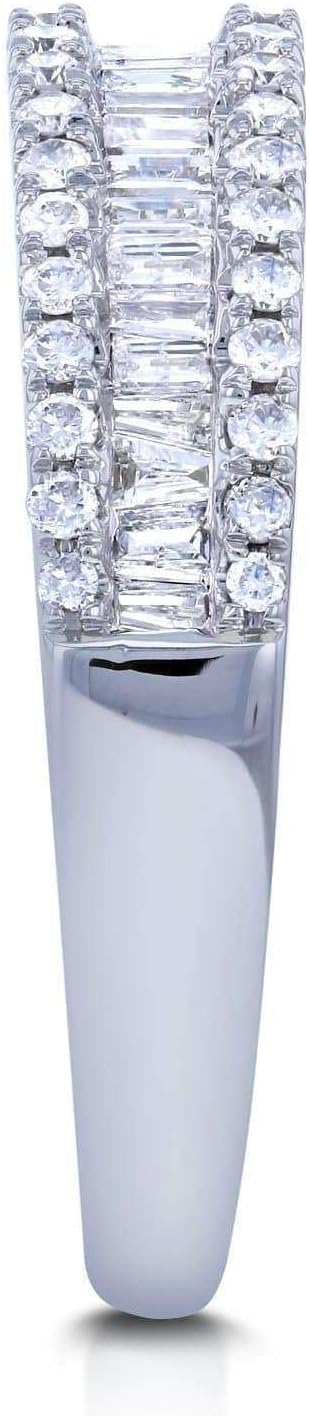 Kobelli Baguette and Round Diamond Wedding Ring 1/2 CTW in 14K White Gold