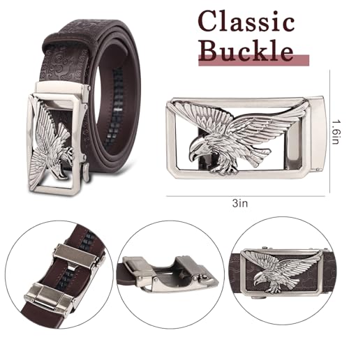 Image of Aurolran Men&Womens Leather Dress Belt Business Automatic Buckle Belt Color-Black Silver Gold