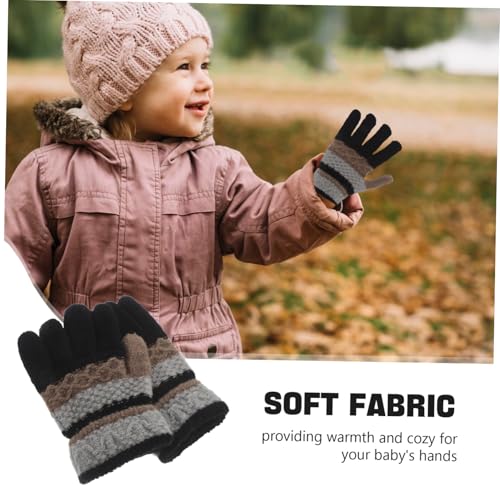 PartyKindom 1Pair Winter Gloves for Boys and Warm Knitted Mittens Comfortable and Stylish for Cold Weather Outdoor Activities Adorable Striped Design3