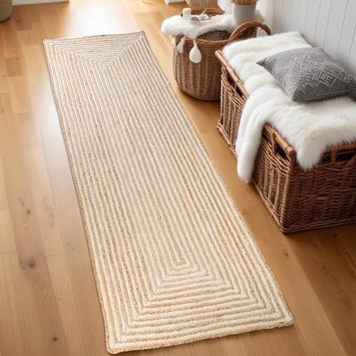 Handwoven Ivory Jute Indoor Runner Rug 2'6 x 12