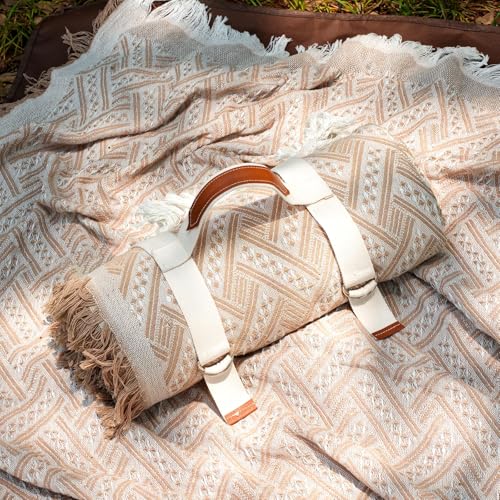 Genovega 2 in 1 Extra Large Rug Outdoor Picnic Blanket Waterproof Woven Boho Mat Giant Beach Towel Travel Essential Yoga Accessories Park Patio Lawn Garden Ground Music Festival Concert Must Have