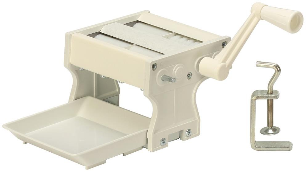 MAAJ Nudelmaschine 4in1 mit Auswellwalze + 0,7 + 1 mm Feine Suppennudeln + 6 mm Tagliatelle, Manuelle Bedienung, Pasta Maker aus Spezial-Kunststoff