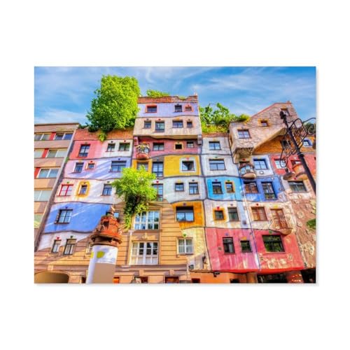 Hundertwasserhaus in Wien, Österreich，Papier Puzzle 1000 Teile Spielzeug Für Erwachsene Dekompressionsspiel（50x70cm）-A18
