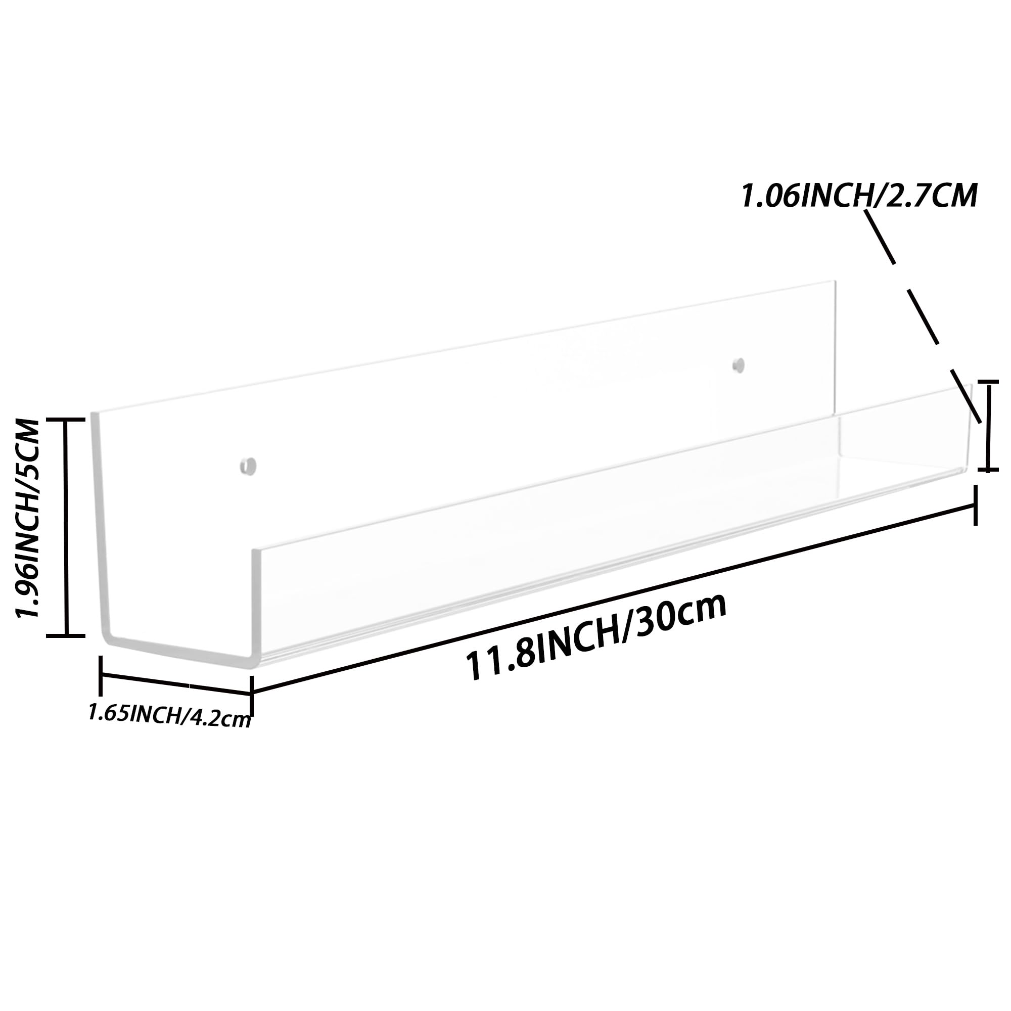 YFEEN 4 Pack Acrylic Shelves for Wall Storage,12