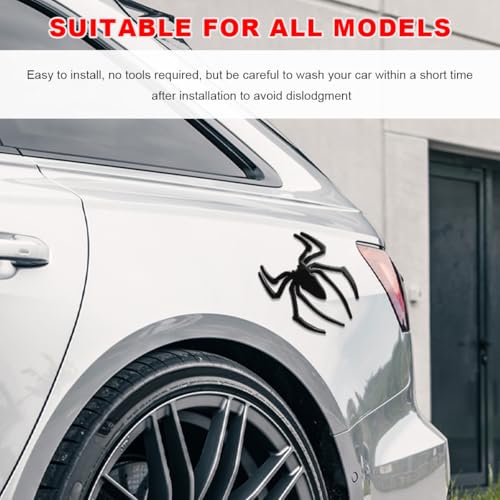 Image of 2 PCS Spider Emblem, 3D Spider Shape Badge Sticker Personalized Car Body Decal, Cool Badge Emblem Sticker Exterior Decor for Bumper Fender Side Door Window, Car Accessories (Black)