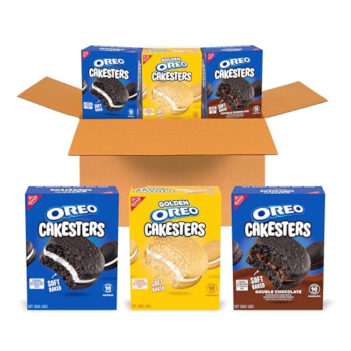 OREO Cakesters Soft Snack Cakes Variety Pack, 3-5 Count Packs (15 Total Snack Packs, 5 Per Flavor)