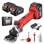 Cordless Sheep Shears - 500W Wireless Electric Sheep Shears, 6 Speeds, 3000 RPM, 13-Tooth Blade, with 2 x 3.0Ah Battery Unisex, for Sheep and Goat Shearing