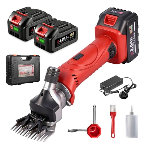 ONEVAN Cordless Sheep Shears - 500W Sheep Shearing Clippers 6 Speeds 3000 RPM 13-Tooth Blade with 2 x 3.0Ah Battery Unisex for Sheep and Goat Shearing