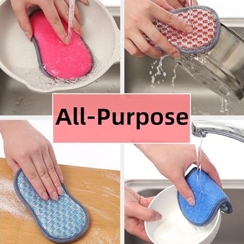 Image of Xeahung 6Pcs Cleaning Sponges Kitchen Sponge Scrubbers Dual-Sided Scrub Sponges for Kitchen Sponges for Washing Dishes Sponge Non Scratch