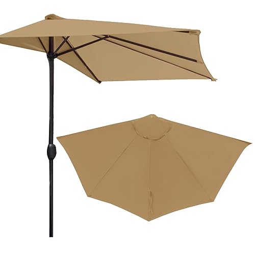 9FT 5Ribs Umbrella Replacement Canopy, Outdoor Half Umbrella Replacement Cloth,