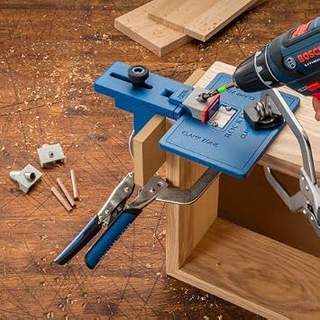 Rockler Corner Key Dowel Jig Premium Doweling Jig For Decorative Mitered Joints Dowel Hole Jig w/Molded Reference Lines - Woodworking Jigs Includes 1/8'', 1/4'', 3/8'' Drill Guide Dowel Tool Kit
