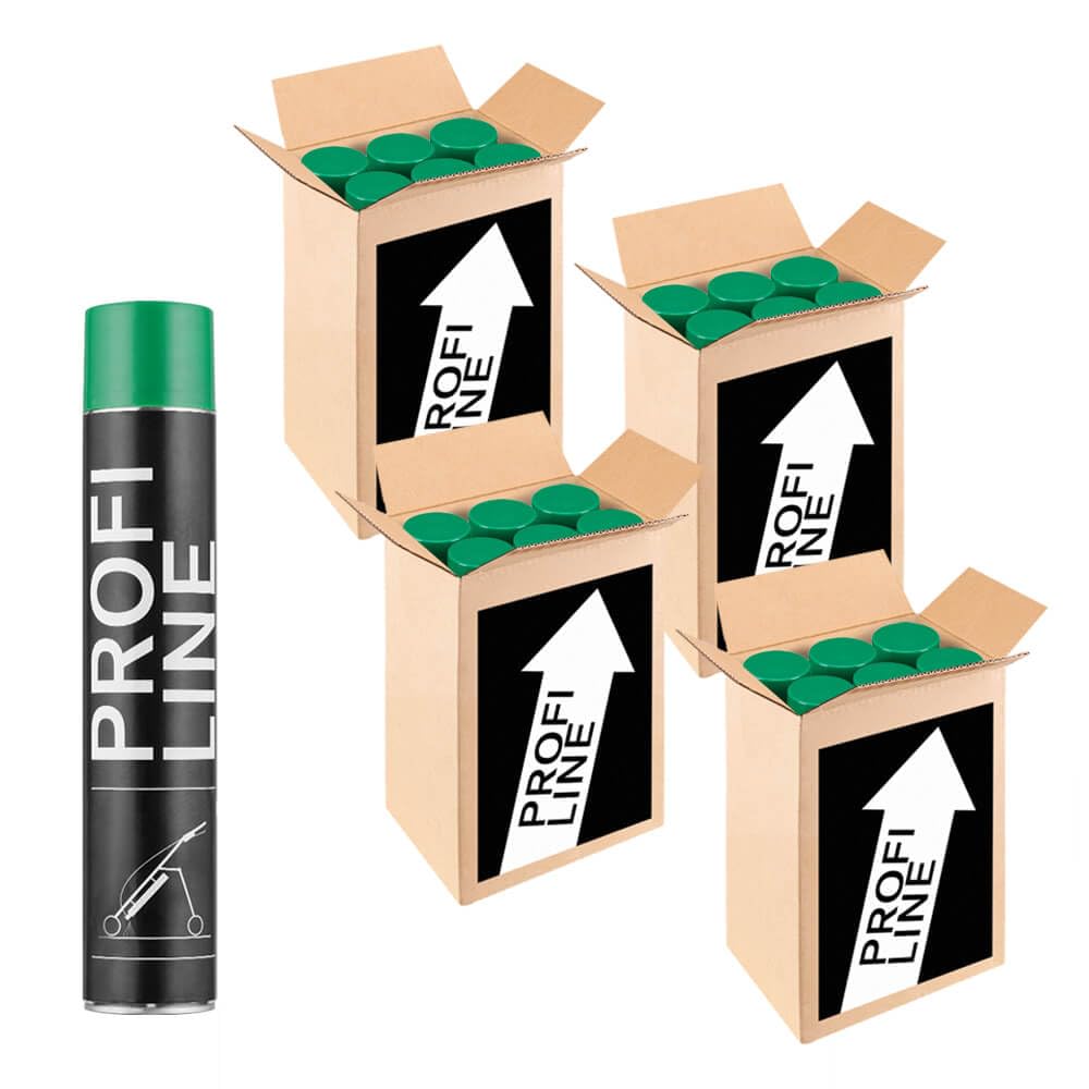 24 Dosen Bodenmarkierfarbe PROFILINE, grün, 750 ml Spraydose, Art.-Nr. 38429 | Bodenmarkierungsfarbe | Straßenmarkierungsfarbe | Markierungsspray