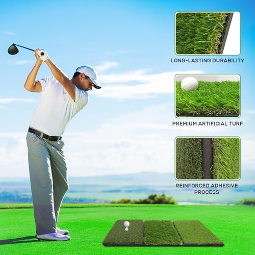 Image of COSPOPTIC Golf Hitting Mat with Swing Path Feedback, Heavy-Duty Rubber Base Anti-Slip Golf Training Mat, Extra Replaceable Surface, Portable Practice Mat for Home Office Garage Yard Indoor Outdoor
