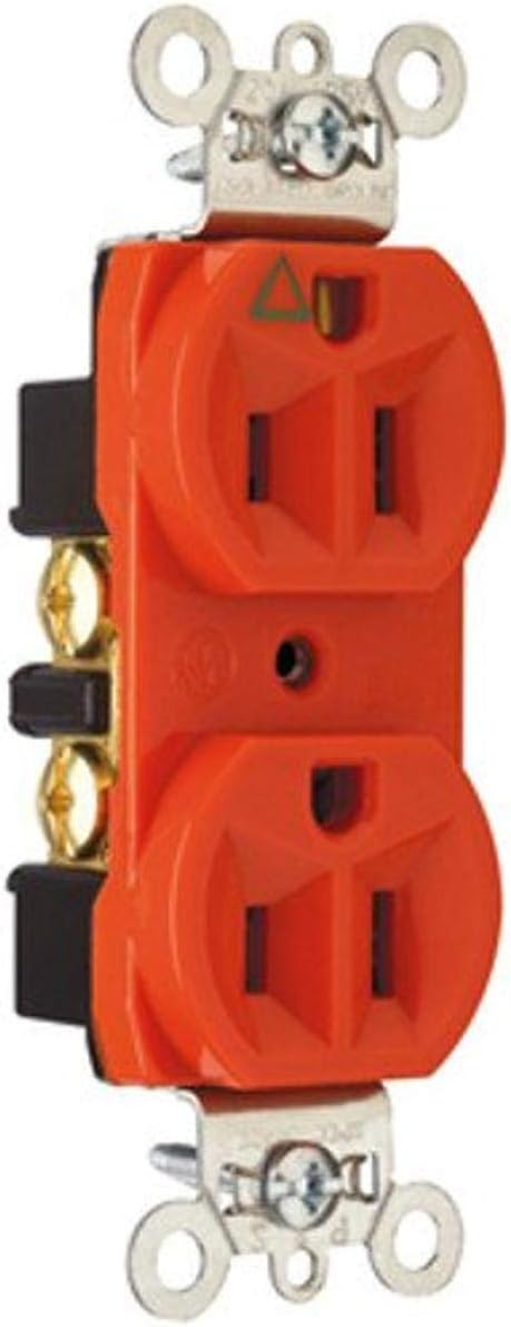 Legrand Pass & Seymour IG5262 15 Amp Isolated Ground Spec Grade Duplex Receptacle Outlet, Back and Side Wire, Orange (1 Count)