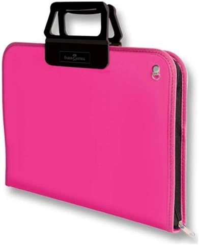 Faber-Castell Proje Çantası Pembe, 28x38 cm, Askılı Taşıma, Kalemlikli, Sert Kapaklı, El Yormayan Ergonomik Kulp
