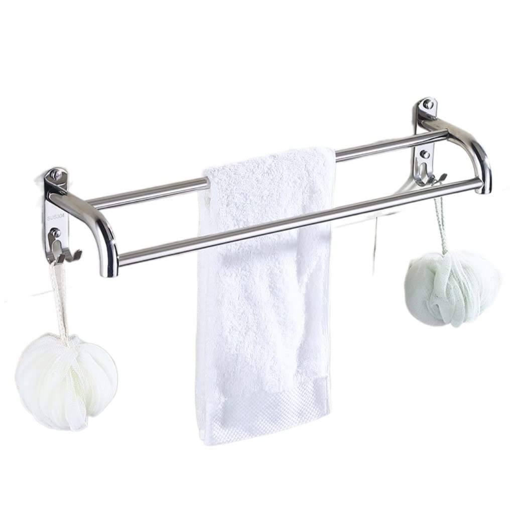 Rack Toallas Toallero De Acero Inoxidable, Colgador Montado En La Pared para Baño, Gancho Doble, Estante para Accesorios De Baño(70cm)