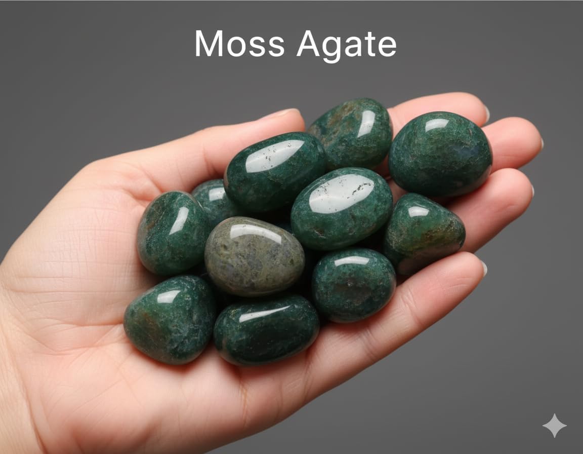 Moss Agate Tumbled Stone – Natural Green Crystal Gemstone for Positivity, Growth & Balance – Pocket Stone for Meditation, Reiki, Chakra, Yoga & Spiritual Décor - Image 5