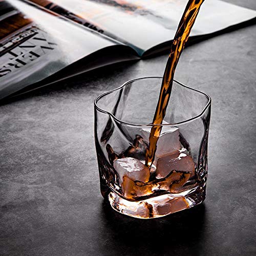 Keqin Conjunto de 250 ml de vidro irregular, diamante, ondulado, cristal de uísque, 90 ml, conjunto