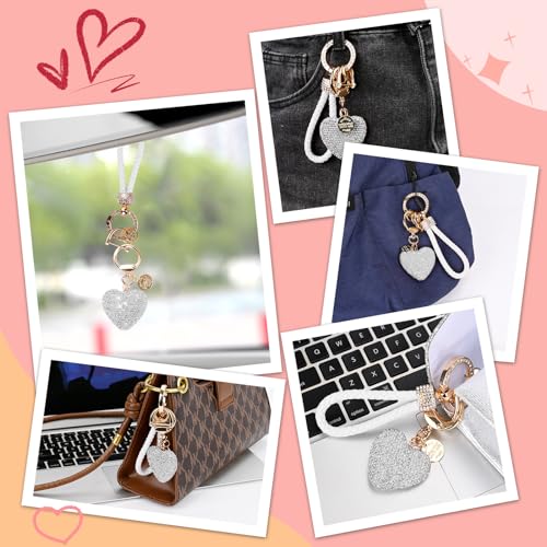 Car Keychain for Women with Rhinestone Heart Shape Bling Girl Cute Keychain for Christmas,Personalized Gift3