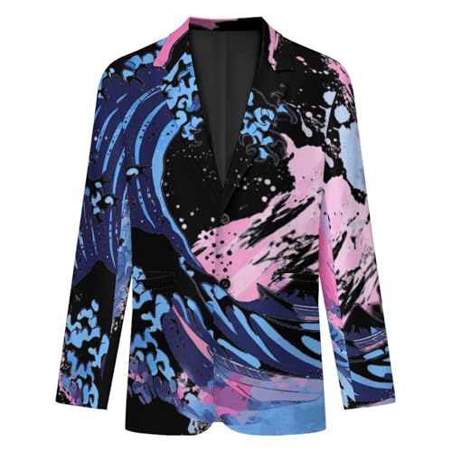 Transgender Proud LGBTQ Japanese Wave Men's Suit Jacket 2 Button Lapel Blazers Business Coat Tuxedo for Wedding Dinner4