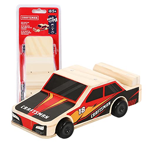Craftsman Woodworking Race Car Project Kit for Kids, Educational Toy Realistic Carpentry Race Car Construction, Take-along Gift for Boys & Girls, Age 5+