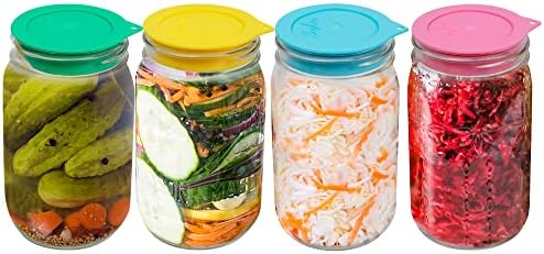 Sophico Silicone Fermenting Lids, Waterless Airlock Fermentation Tops Mason Jar Lid Fermenter Caps for Pick…