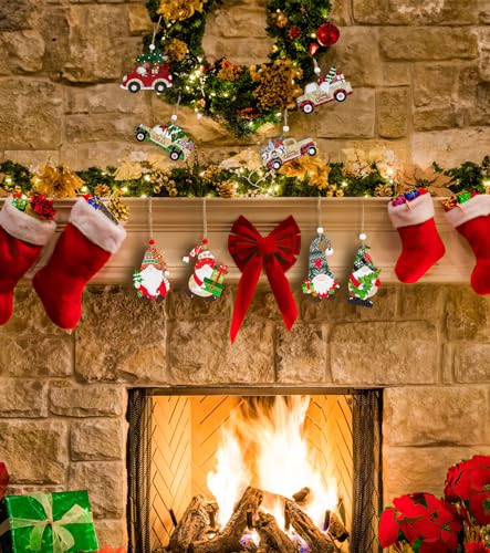 Tesyeux 24 Pièces Pendentifs en Bois,Ornements Nains de Noël,Pendentifs de Noël,Décorations de Sapin de Noël en Bois,Poupée Gnome Décorations de Sapin de Noël DIY,Pendentifs Décoratifs Père Noël Noël – vue 7