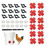 shuielai 12 Pcs Horizontal Chicken Waterer Nipples with Drill Bits, Leakproof Poultry Watering System for Chicken Coop, ABS Plastic & Stainless Steel, Water Saving for Outdoor Use