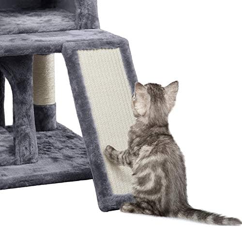 Yaheetech Basic 3-layer Cat Tree Tower Cat Scratching Post with 2 Condos/2 Perches/Sisal Scratching Board/Furball for Indoor Cats/Kittens, 91cm Dark Grey