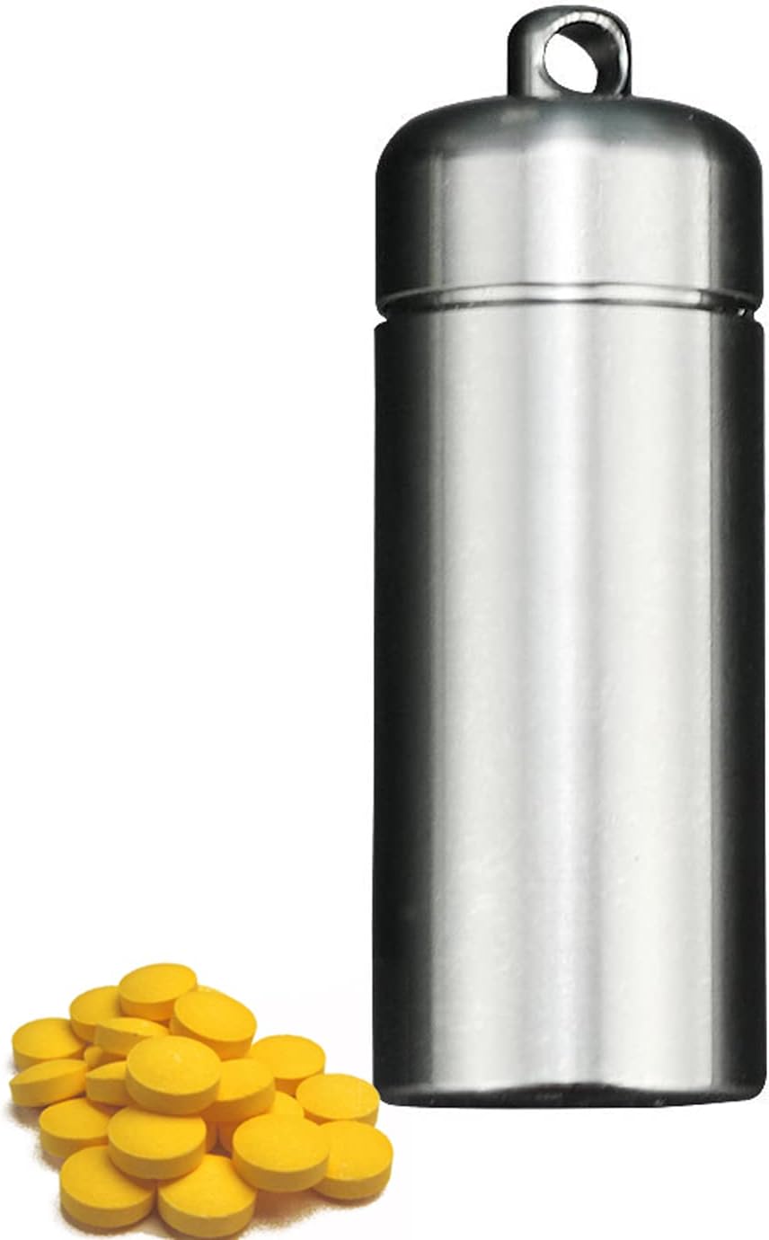 Waterproof Pill Case Necklace, Titanium Keychain Pill Container, Discreet Pill Bottle Holder, Compact Pill Organizer for Purse Travel Daily Outdoor Camping First Aids