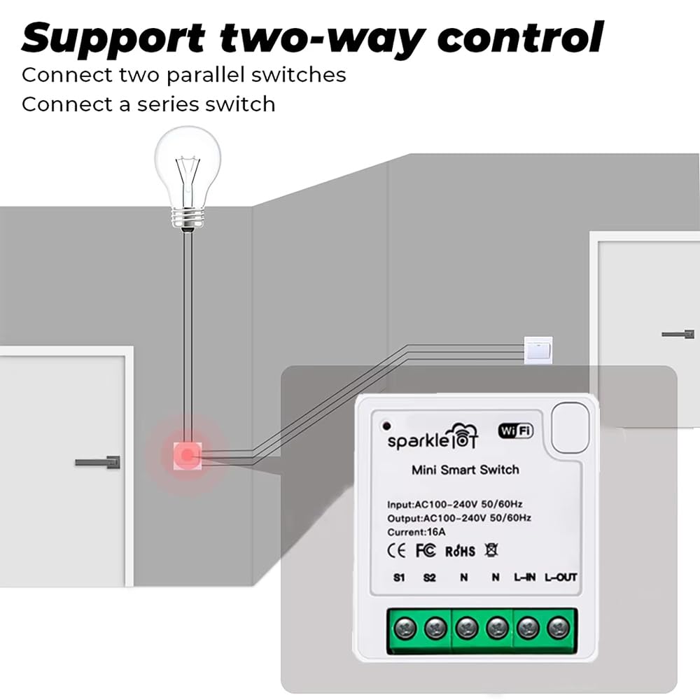 Heltec 4Pcs Smart WiFi Switch 16A HomeKit Compatible 2200W Remote Control Timer Works with Apple Siri 110-250V