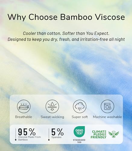 Image of NACHILA Pajamas for Women-Viscose Made from Bamboo,Satin Crew Neck Pajama Sets Short Sleeve Pjs with Capri Pants