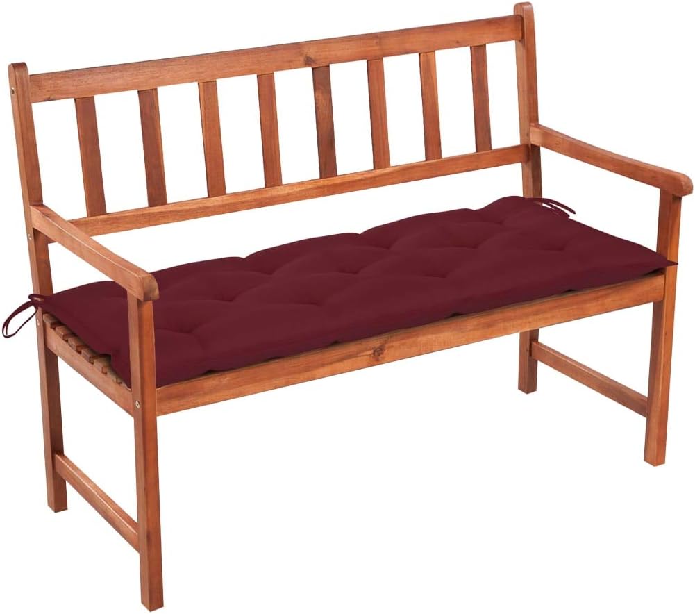 Patio Bench with Cushion,Porch Bench,Picnic Bench,Garden Benches for Outdoors,Includes Galvanized Hardware,for Patio, Porch, Backyard, Balcony, Poolside and Garden, 47.2'' Solid Acacia Wood