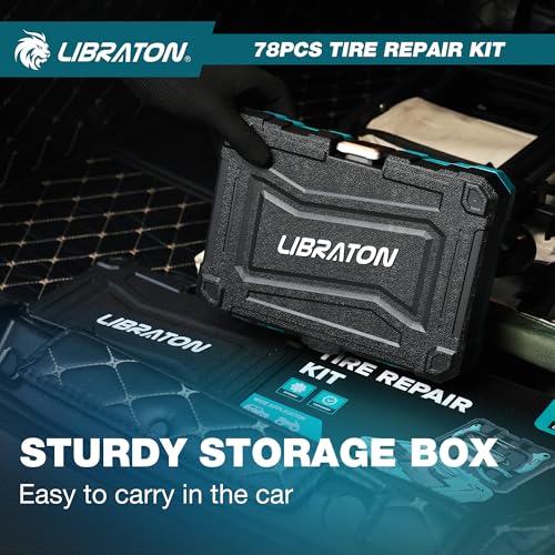 Libraton Tire Repair Kit, 78PCS Tire Plug Kit Heavy Duty Professional Repair Tools to Fix Punctures and Plug Patch Flats, Tubeless Tire Patch Kit for Car, Motorcycle, ATV, SUV, Truck, Tractor, Trailer by LIBRATON - Image 8