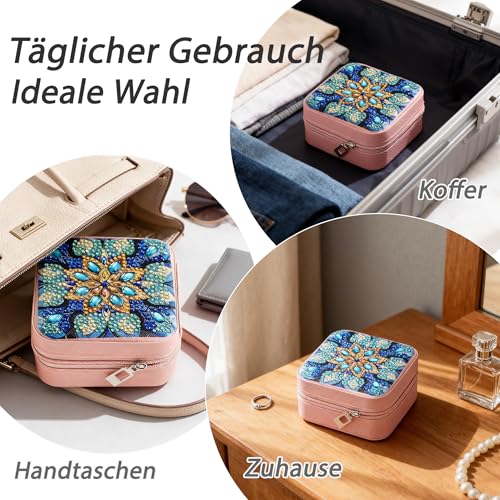 CharySim Diamond Painting Schmuckkästchen Klein Erwachsene Strasssteine Basteln Kleine Geburtstaggeschenke Kreativset Basteln Glitzersteine Mandala Bilder DIY Perlen Bastelset Geschenke für Frauen