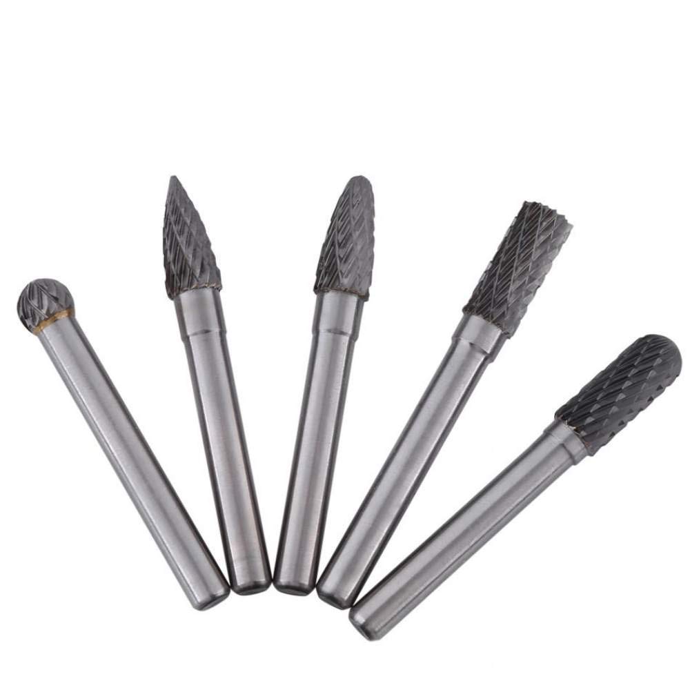 5 piezas de acero de tungsteno rebabas de molienda 6mm cabeza de vástago cortador rotatorio Bits Kit de fresado de madera conjunto de cortadores moda caliente, 8mm
