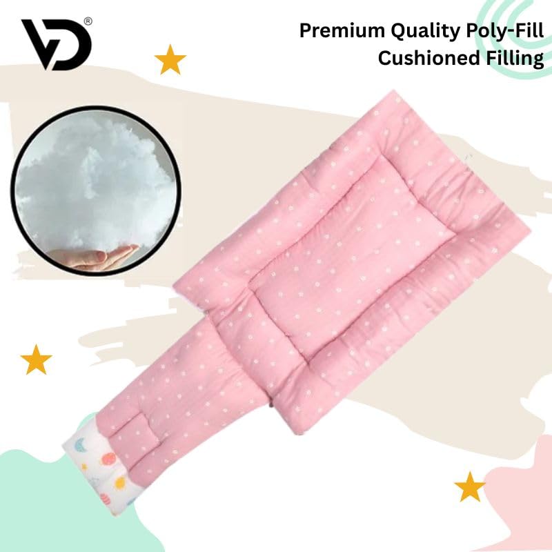 Image of VoiDrop 100% Muslin Baby Sleeping Bag 3 in1 Comfortable for Baby Carry Bag 0-6 Month Sleeping Bag (Pink)