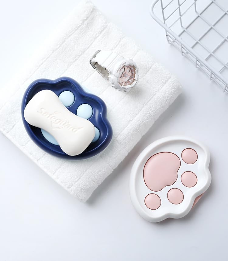 Miniatura 6 de Lindo soporte de jabón con patas de gato, jabonera flotante, soporte para esponja y jabonera flotante, soporte para jabonera de pared de ducha,