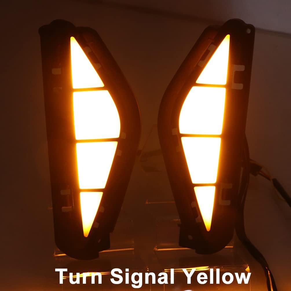 Car LED DRL With Dynamic Turn Signal Yellow For Hyundai Santa Fe 2021 2022 Swithback White/Amber LED Daytime Running Light Fog Lamp Headlights