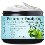 Essentially KateS Peppermint + Eucalyptus Cooling Blend Cream Lotion 4 Fl Oz - enriched with Ceramide 1, 3, and 6II - Soothing After Physical Activity - Providing comfort for overworked muscles.